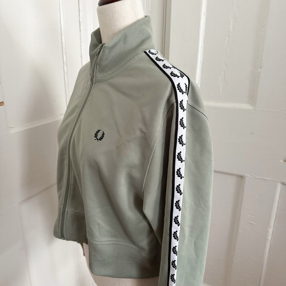 Fred Perry Green & White Track Jacket View 4